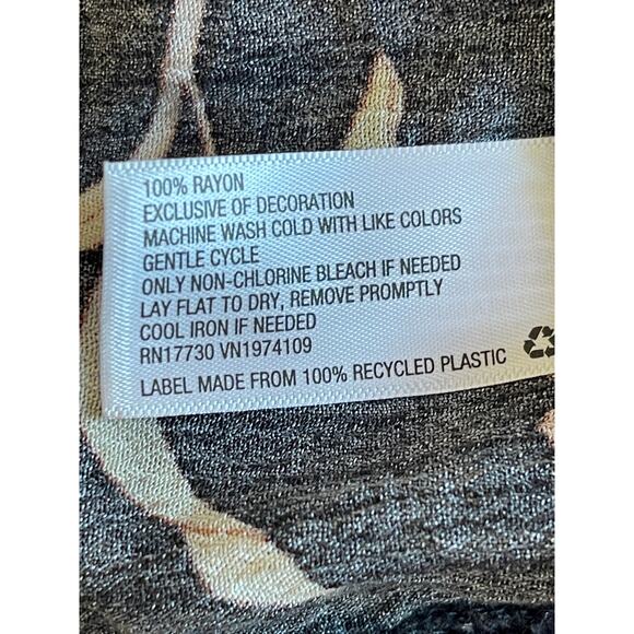 Knox Rose Large Black Floral Bell Sleeve Lace Trim Open Tie Front Cardigan Large - Picture 7 of 7